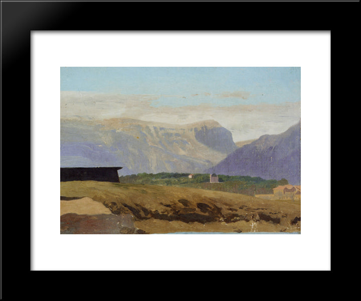 Village Dans Une Vallee 20x24 Black Modern Wood Framed Art Print Poster by Gerome, Jean Leon
