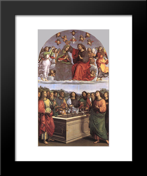 The Crowning Of The Virgin (Oddi Altar) 20x24 Black Modern Wood Framed Art Print Poster by Raphael
