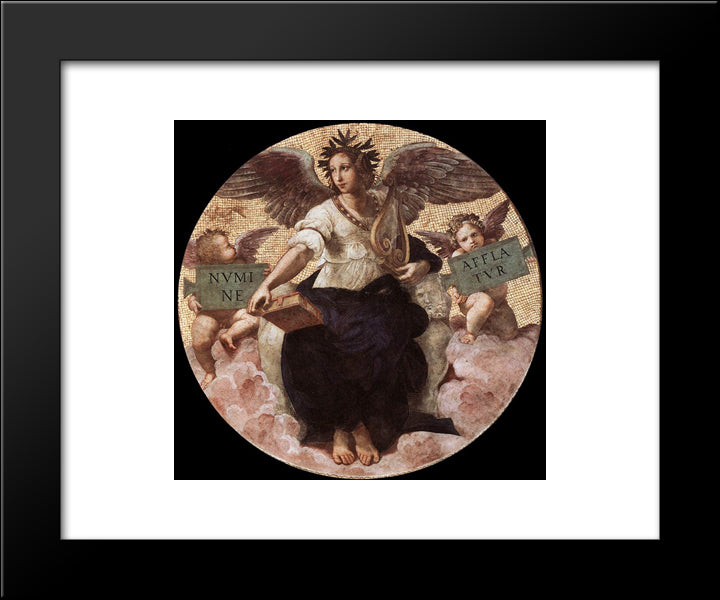 The Stanza Della Segnatura Ceiling: Poetry 20x24 Black Modern Wood Framed Art Print Poster by Raphael