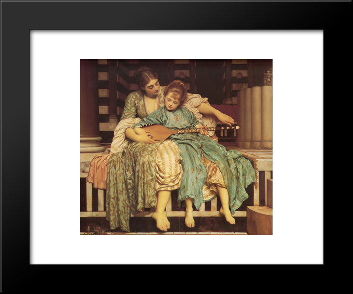 Music Lesson 20x24 Black Modern Wood Framed Art Print Poster by Leighton, Frederic