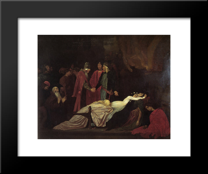 The Reconciliation Of The Montagues And Capulets Over The Dead Bodies Of Romeo And Juliet 20x24 Black Modern Wood Framed Art Print Poster by Leighton, Frederic