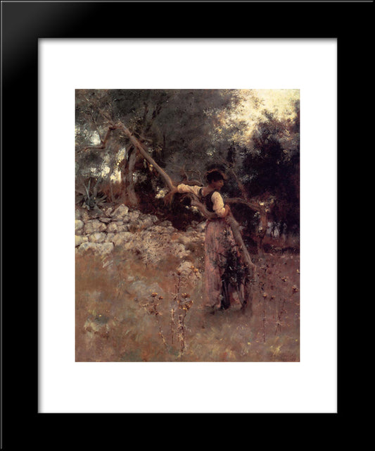 Capri Girl 20x24 Black Modern Wood Framed Art Print Poster by Sargent, John Singer