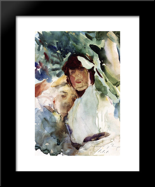 Ena Wertheimer With Antonio Mancini 20x24 Black Modern Wood Framed Art Print Poster by Sargent, John Singer