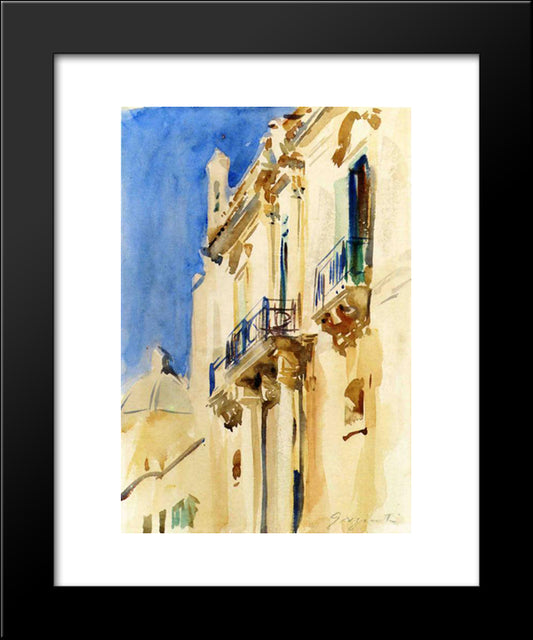 Facade Of A Palazzo, Girgente, Sicily 20x24 Black Modern Wood Framed Art Print Poster by Sargent, John Singer