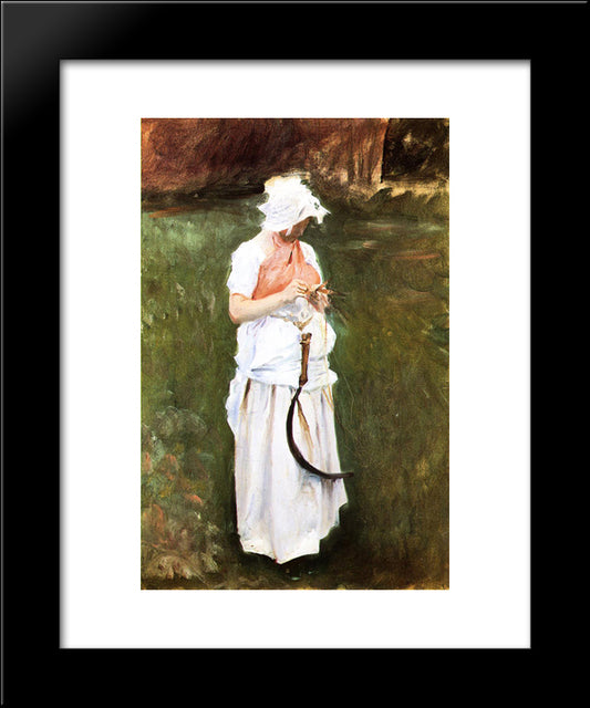 Girl With A Sickle 20x24 Black Modern Wood Framed Art Print Poster by Sargent, John Singer