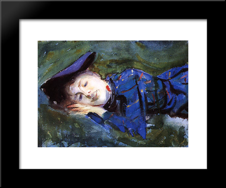 Violet Resting On The Grass 20x24 Black Modern Wood Framed Art Print Poster by Sargent, John Singer