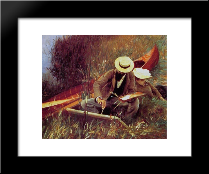 Paul Helleu Sketching With His Wife 20x24 Black Modern Wood Framed Art Print Poster by Sargent, John Singer