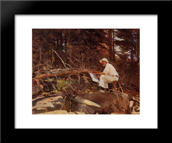 The Artist Sketching 20x24 Black Modern Wood Framed Art Print Poster by Sargent, John Singer