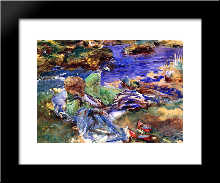 Woman In A Turkish Costume 20x24 Black Modern Wood Framed Art Print Poster by Sargent, John Singer