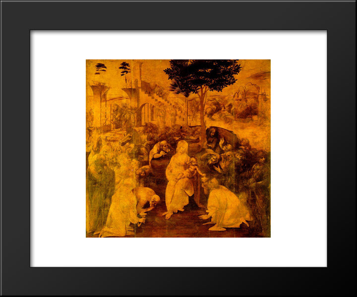 Adoration Of The Magi 20x24 Black Modern Wood Framed Art Print Poster by da Vinci, Leonardo