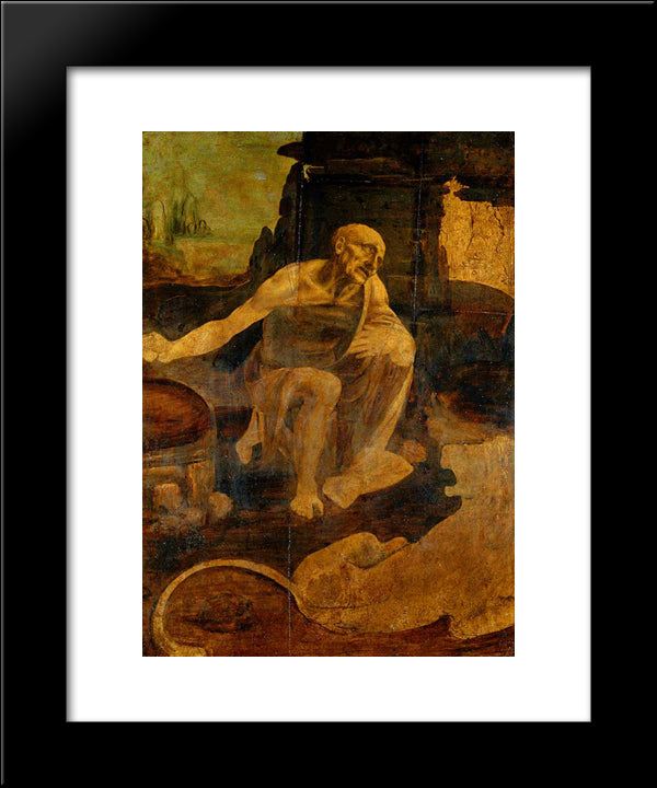 Saint Jerome 20x24 Black Modern Wood Framed Art Print Poster by da Vinci, Leonardo