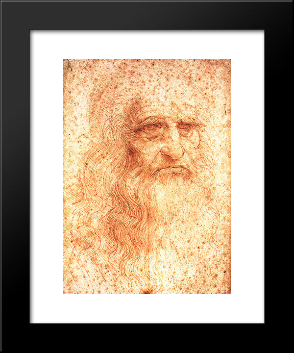 Self Portrait 20x24 Black Modern Wood Framed Art Print Poster by da Vinci, Leonardo