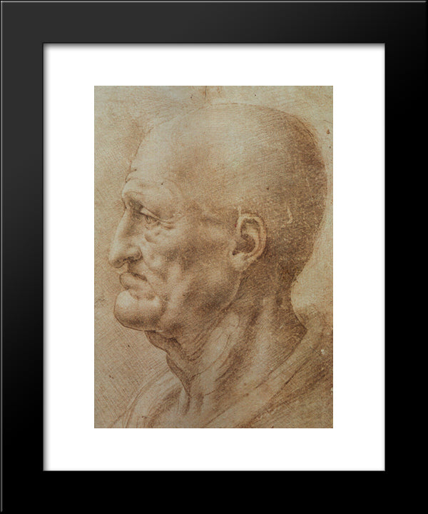 Study Of An Old Man'S Profile 20x24 Black Modern Wood Framed Art Print Poster by da Vinci, Leonardo