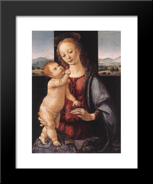 Madonna And Child With A Pomegranate 20x24 Black Modern Wood Framed Art Print Poster by da Vinci, Leonardo
