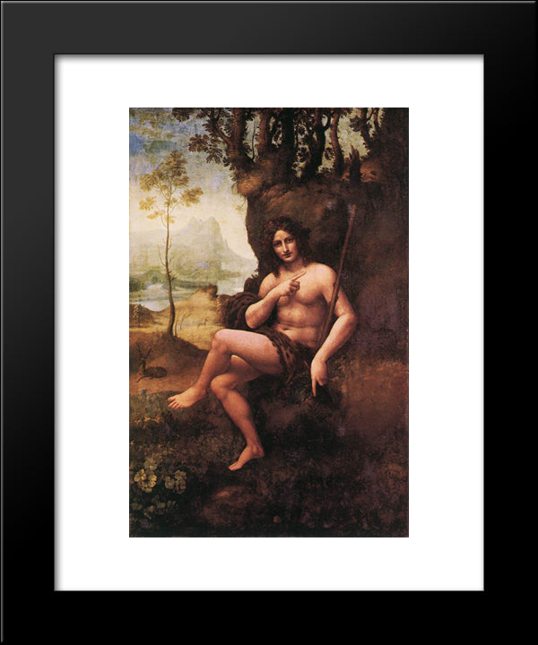 St John In The Wilderness 20x24 Black Modern Wood Framed Art Print Poster by da Vinci, Leonardo