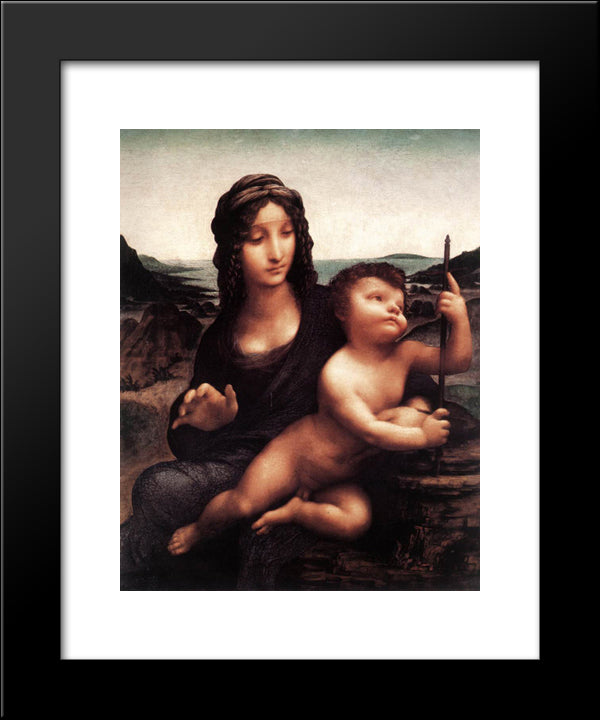 Madonna With The Yarnwinder 20x24 Black Modern Wood Framed Art Print Poster by da Vinci, Leonardo