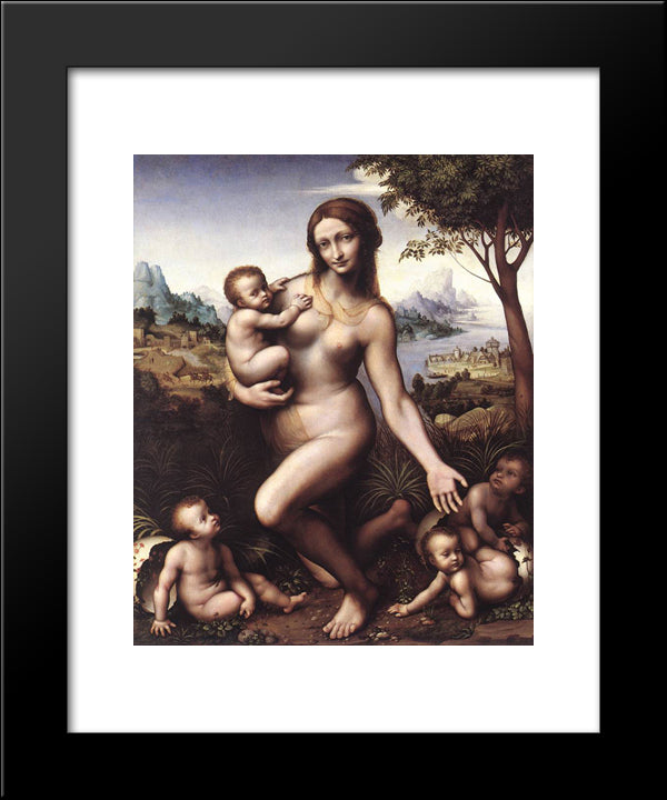 Leda 20x24 Black Modern Wood Framed Art Print Poster by da Vinci, Leonardo