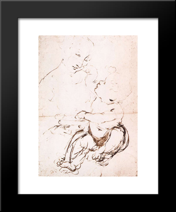 Study For The Madonna With The Fruit Bowl 20x24 Black Modern Wood Framed Art Print Poster by da Vinci, Leonardo
