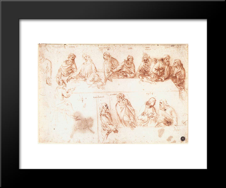 Study For The Last Supper 20x24 Black Modern Wood Framed Art Print Poster by da Vinci, Leonardo
