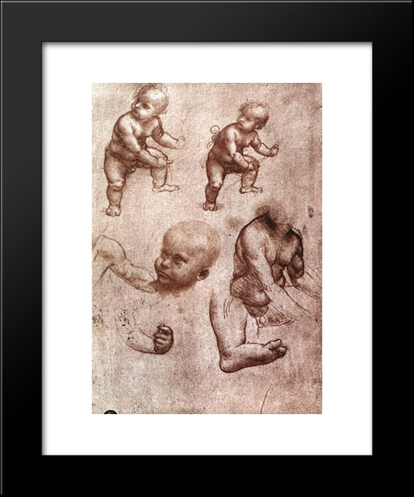 Study Of A Child 20x24 Black Modern Wood Framed Art Print Poster by da Vinci, Leonardo