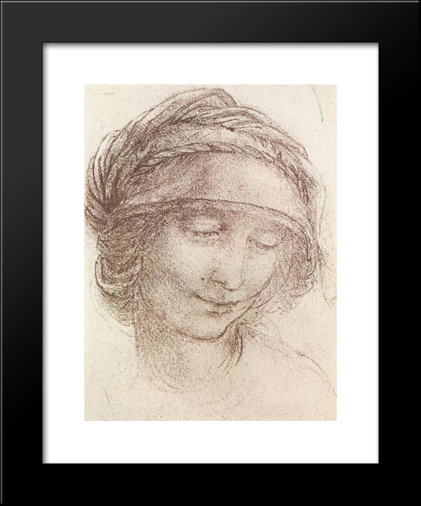 Head Of A Woman 20x24 Black Modern Wood Framed Art Print Poster by da Vinci, Leonardo