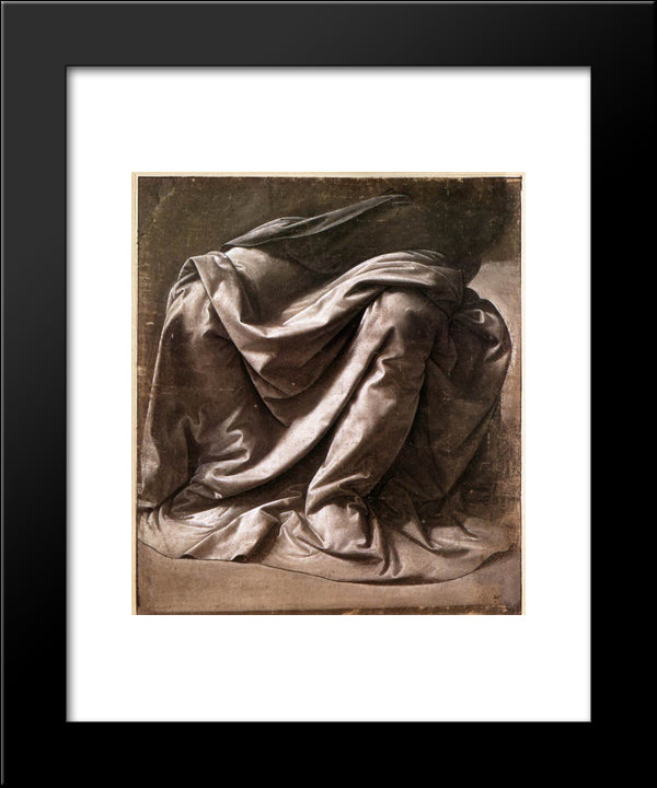 Garment Study For A Seated Figure 20x24 Black Modern Wood Framed Art Print Poster by da Vinci, Leonardo