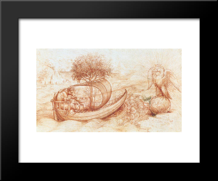 Allegory With Wolf And Eagle 20x24 Black Modern Wood Framed Art Print Poster by da Vinci, Leonardo