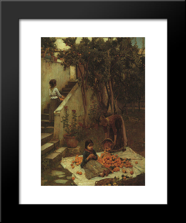 The Orange Gatherers 20x24 Black Modern Wood Framed Art Print Poster by Waterhouse, John William