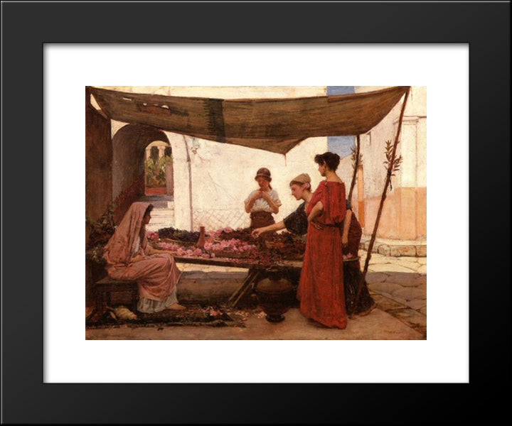 A Grecian Flower Market 20x24 Black Modern Wood Framed Art Print Poster by Waterhouse, John William
