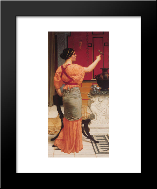 Lesbia With Her Sparrow 20x24 Black Modern Wood Framed Art Print Poster by Godward, John William