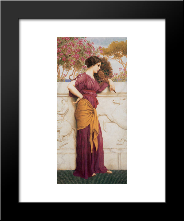 The Peacock Fan 20x24 Black Modern Wood Framed Art Print Poster by Godward, John William