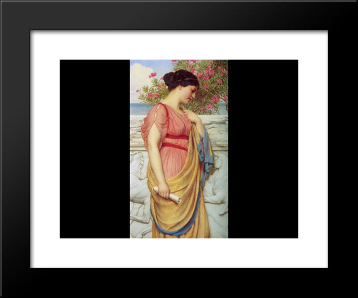 Sappho 20x24 Black Modern Wood Framed Art Print Poster by Godward, John William