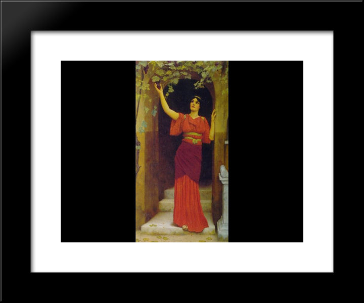 Young Girl Picking Grapes 20x24 Black Modern Wood Framed Art Print Poster by Godward, John William
