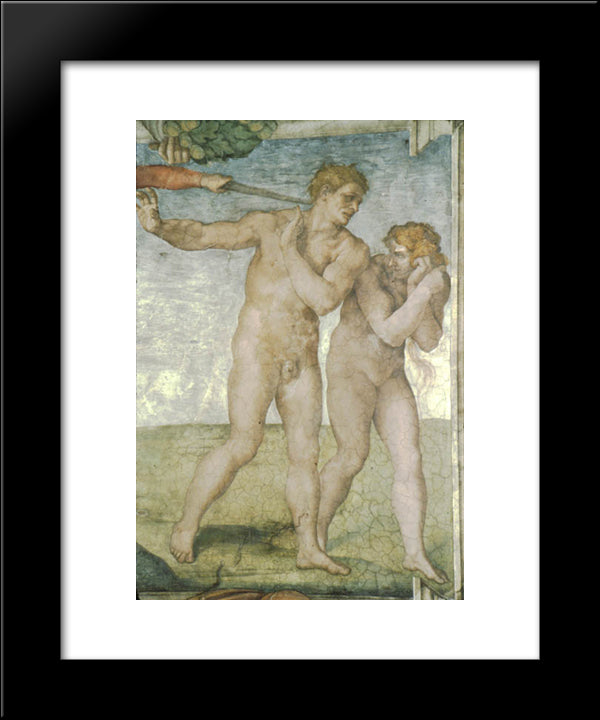 The Fall Of Adam And Eve (Detail) 20x24 Black Modern Wood Framed Art Print Poster by Michelangelo