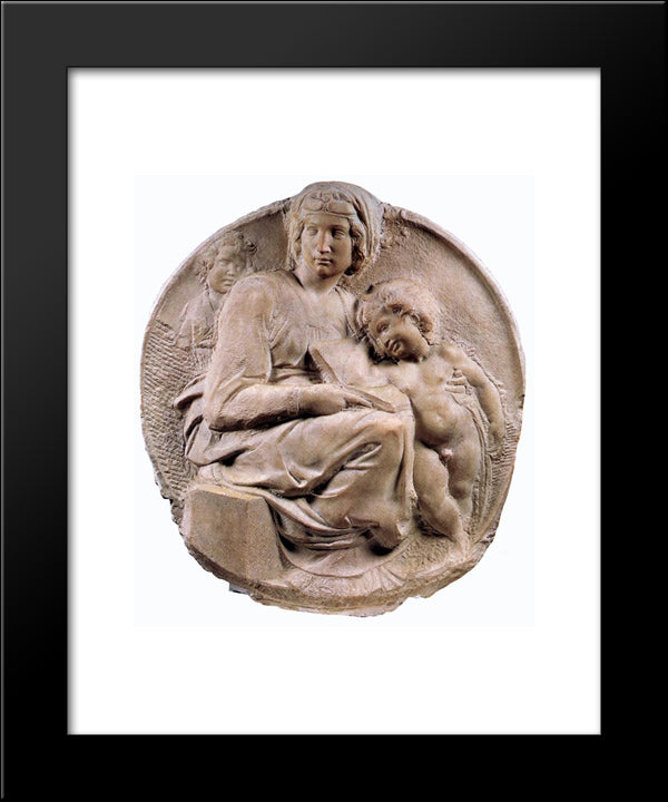 Madonna (Tondo Pitti) 20x24 Black Modern Wood Framed Art Print Poster by Michelangelo