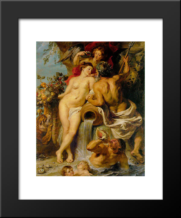The Union Of Earth And Water 20x24 Black Modern Wood Framed Art Print Poster by Rubens, Peter Paul