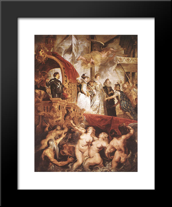 The Landing Of Marie De' Medici At Marseilles 20x24 Black Modern Wood Framed Art Print Poster by Rubens, Peter Paul