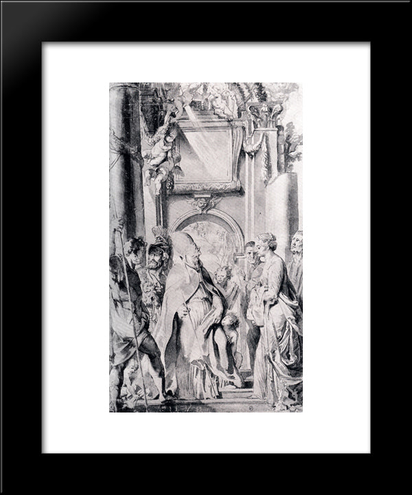 Saint Gregory With Saints Domitilla, Maurus, And Papianus 20x24 Black Modern Wood Framed Art Print Poster by Rubens, Peter Paul