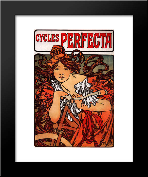 Perfecta Cycles 20x24 Black Modern Wood Framed Art Print Poster by Mucha, Alphonse