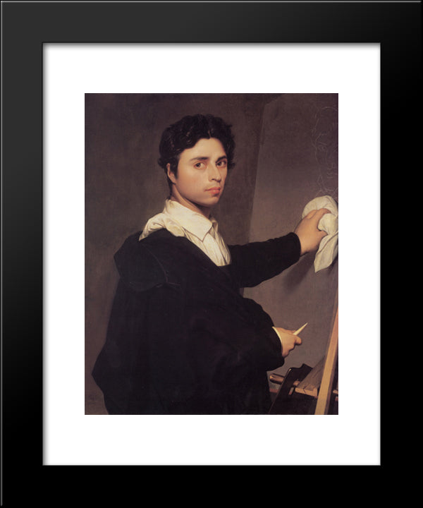 Copy After Ingres'S 1804 Self-Portrait 20x24 Black Modern Wood Framed Art Print Poster by Ingres, Jean Auguste Dominique