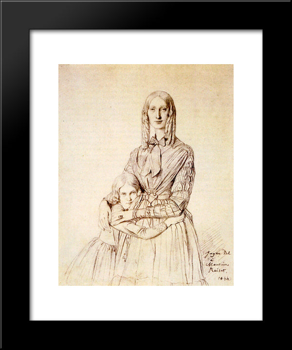 Madame Frederic Reiset, Born Augustine Modest Hortense Reiset, And Her Daughter, Theres Hortense Marie 20x24 Black Modern Wood Framed Art Print Poster by Ingres, Jean Auguste Dominique