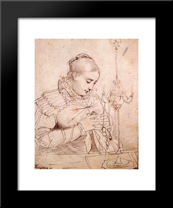 Madame Jean Auguste Dominique Ingres, Born Madeleine Chapelle 20x24 Black Modern Wood Framed Art Print Poster by Ingres, Jean Auguste Dominique