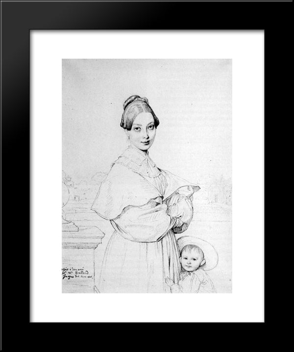 Madame Victor Baltard, Born Adeline Lequeux, And Her Daughter, Paule 20x24 Black Modern Wood Framed Art Print Poster by Ingres, Jean Auguste Dominique