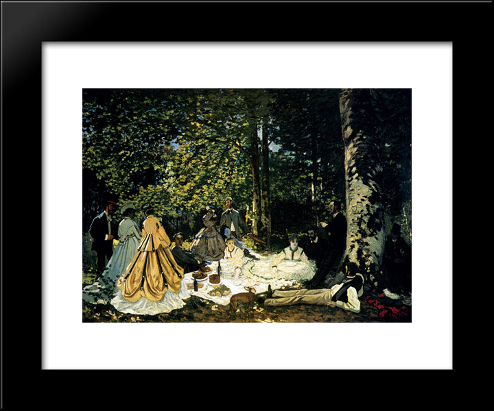 Dejeuner Sur L'Herbe A Chailly 20x24 Black Modern Wood Framed Art Print Poster by Monet, Claude