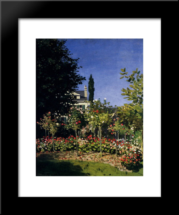 Garden In Flower At Sainte-Adresse 20x24 Black Modern Wood Framed Art Print Poster by Monet, Claude