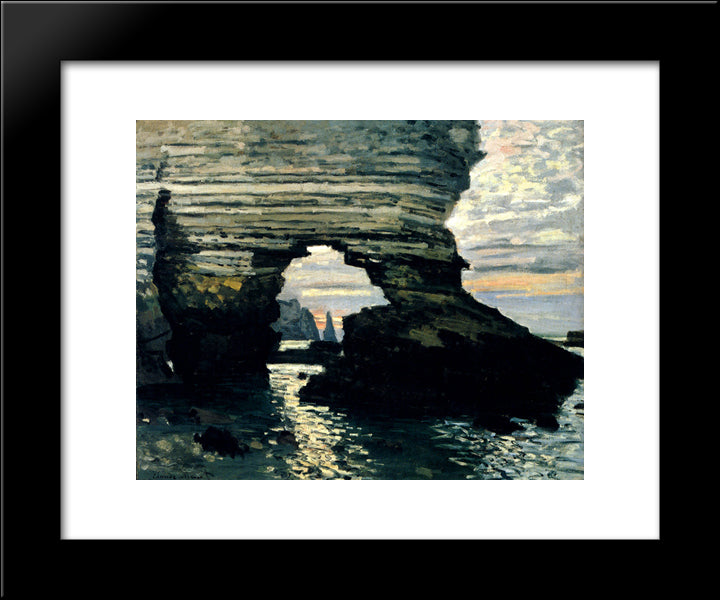 La Porte D'Amount, Etretat 20x24 Black Modern Wood Framed Art Print Poster by Monet, Claude