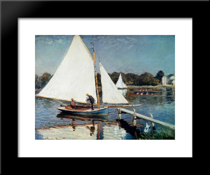Sailing At Argenteuil 20x24 Black Modern Wood Framed Art Print Poster by Monet, Claude