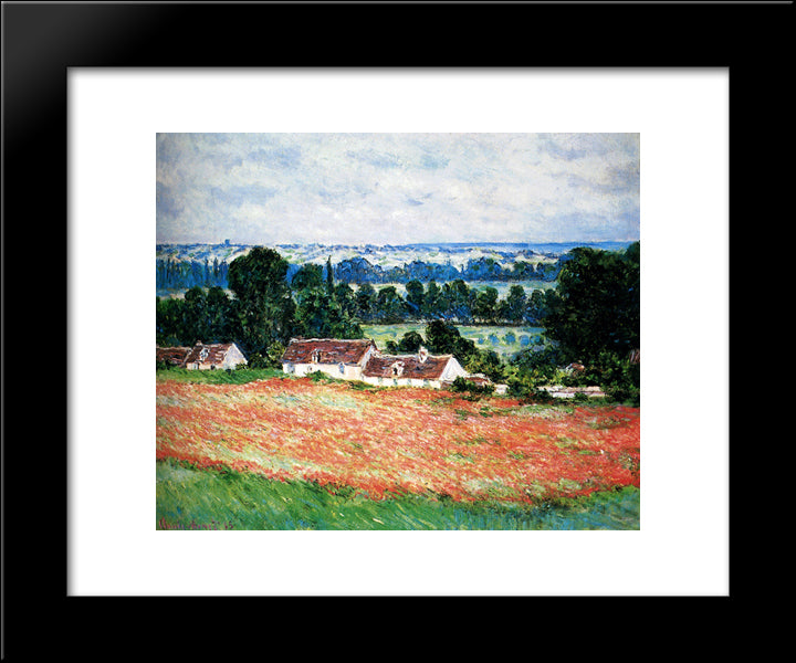 Field Of Poppies, Giverny 20x24 Black Modern Wood Framed Art Print Poster by Monet, Claude