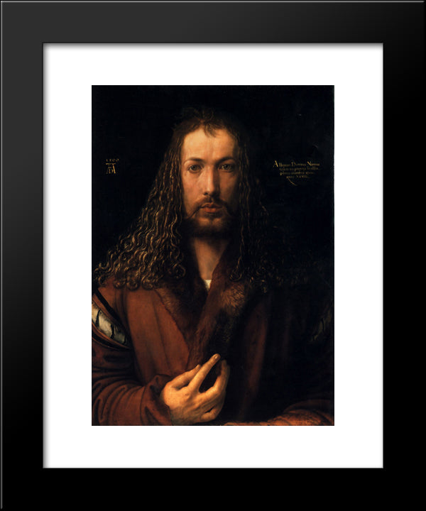 Self Portrait 20x24 Black Modern Wood Framed Art Print Poster by Durer, Albrecht