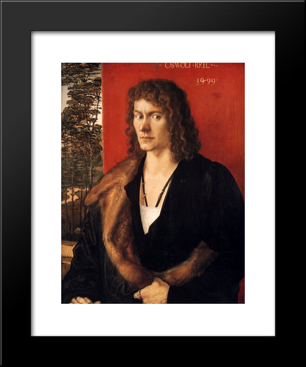 Portrait Of Oswald Krel 20x24 Black Modern Wood Framed Art Print Poster by Durer, Albrecht